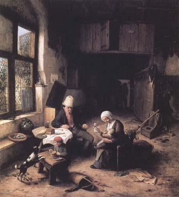 Ostade, Adriaen van Interior of a Peasant's Cottage (mk25 oil painting picture
